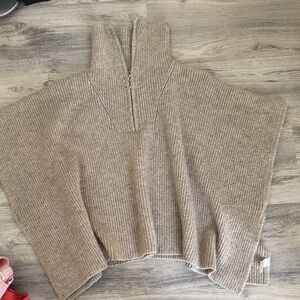 LOFT Ribbed Cowl Neck Sweater in Brown